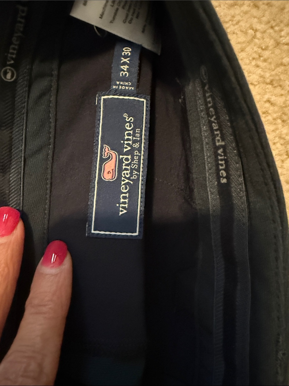 Vineyard Vines Men's Light Gray & Navy Chino Pants 2 pairs 34x30 - Picture 7 of 7